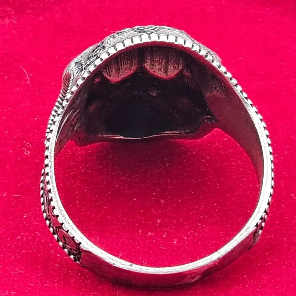 Copper Sterling Mandala Skull Ring Gothic Biker Jewelry Size 14.5 Statement Band